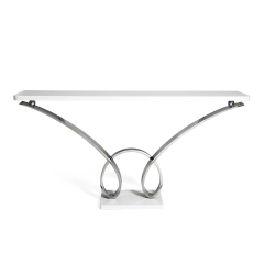 Modern Metal Console Table with Wooden Top for Entryway or Living Room