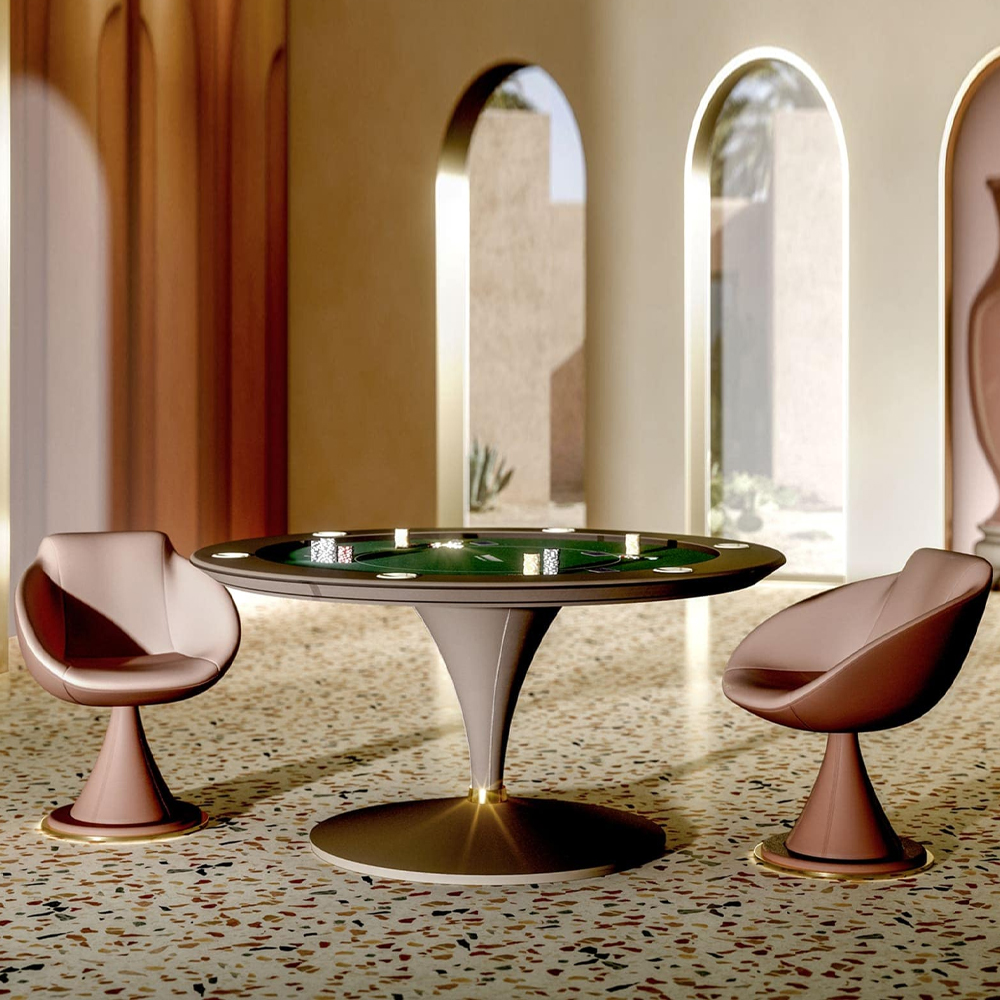 Modern Round Mahjong Chair with Upholstered Seat and Wooden Legs