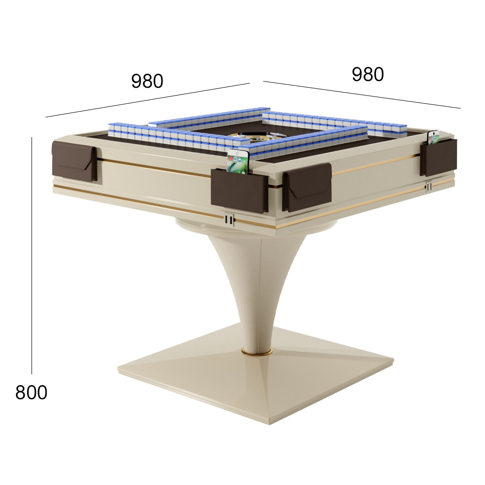 Modern Mahjong Table with Felt Surface and Wooden Frame