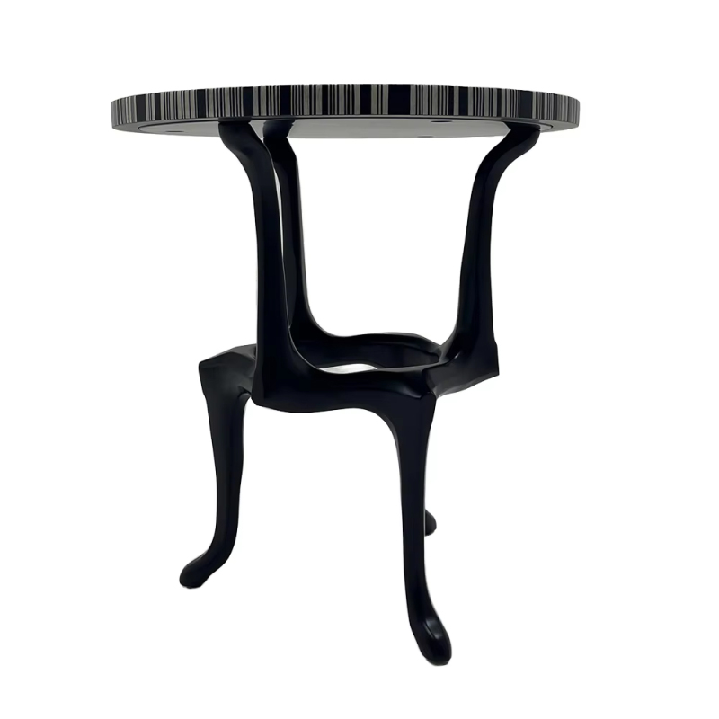 Modern Round Side Table with Wooden Top for Living Room