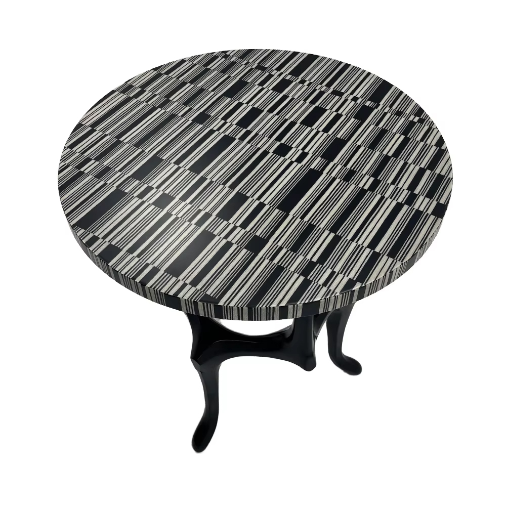 Modern Round Side Table with Wooden Top for Living Room