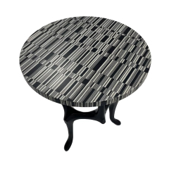 Modern Round Side Table with Wooden Top for Living Room