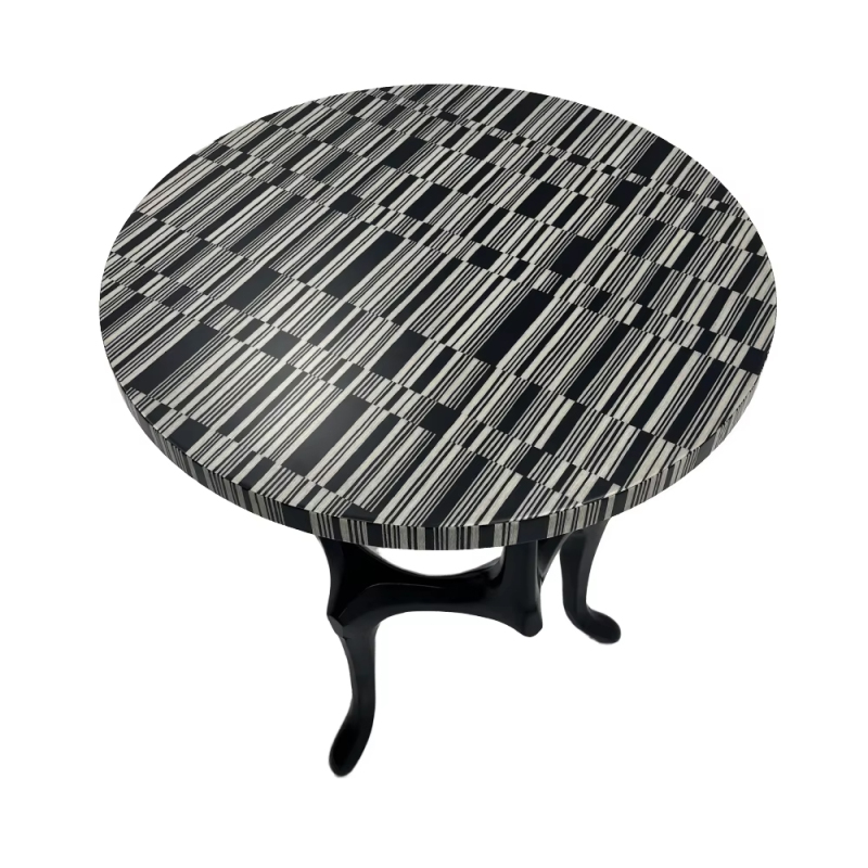 Modern Round Side Table with Wooden Top for Living Room