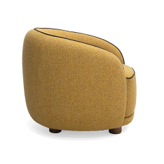Modern Curved Lounge Chair with Upholstered Seat and Wooden Base