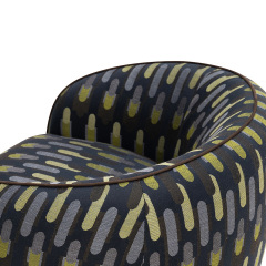 Modern Curved Lounge Chair with Upholstered Seat and Wooden Base