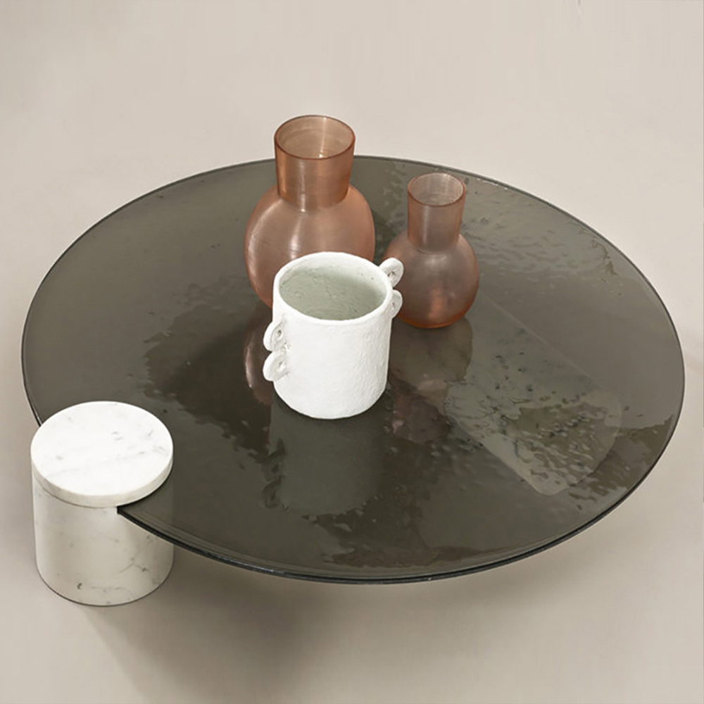 Minimalist Round Glass Coffee Table Stylish Living Room Accent