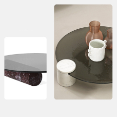 Minimalist Round Glass Coffee Table Stylish Living Room Accent