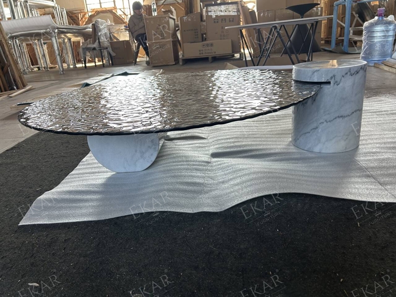 Minimalist Round Glass Coffee Table Stylish Living Room Accent