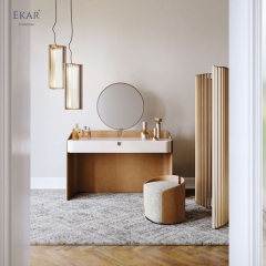 Luxury Vanity Stool with Leather Upholstery and Comfortable Seating