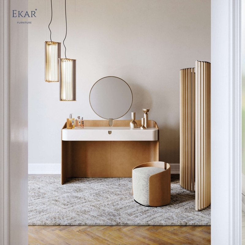 Luxury Vanity Stool with Leather Upholstery and Comfortable Seating
