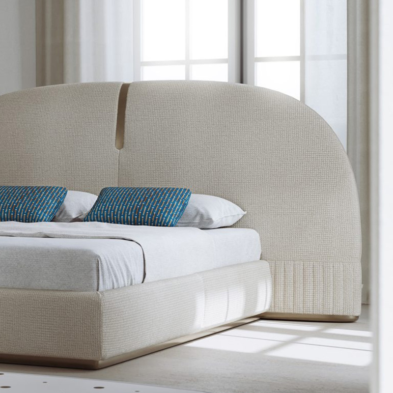 Customized Semi-Circular Widescreen Bed with Curved Corner Design, Light Luxury Bedroom Set