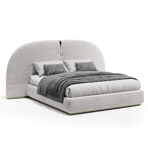 Customized Semi-Circular Widescreen Bed with Curved Corner Design, Light Luxury Bedroom Set