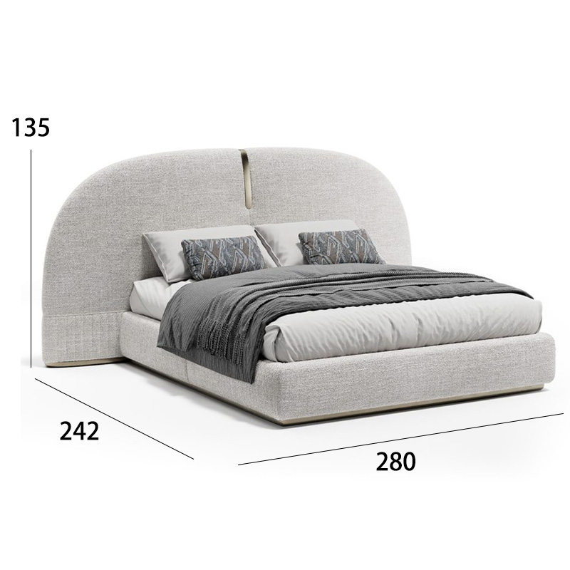 Customized Semi-Circular Widescreen Bed with Curved Corner Design, Light Luxury Bedroom Set