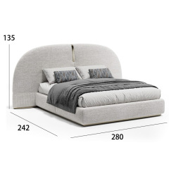 Customized Semi-Circular Widescreen Bed with Curved Corner Design, Light Luxury Bedroom Set