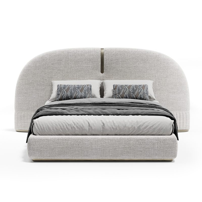 Customized Semi-Circular Widescreen Bed with Curved Corner Design, Light Luxury Bedroom Set