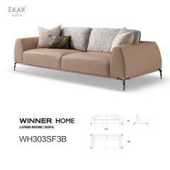 Italian elegant design sofa modern leather 3 seater living room sofa WH303SF3B