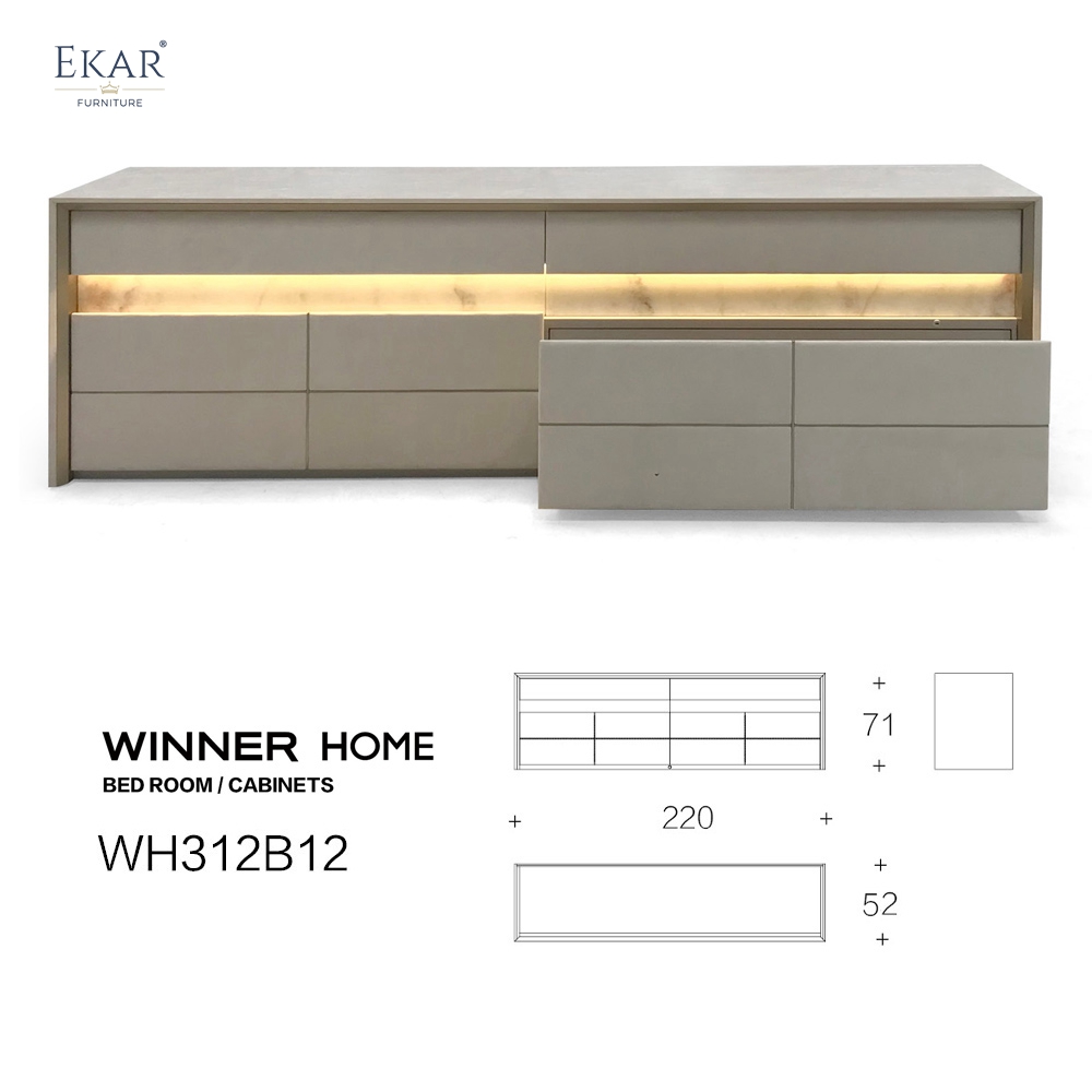 Elegant Pandora Marble TV Cabinet with Touch-Switch LED Lighting