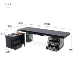 Modern Marble Tea Table with Metal Frame for Living Room