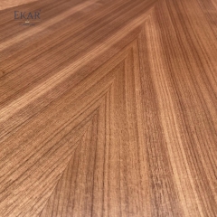 EKAR FURNITURE Modern Round Solid Wood Dining Table with Metal Trim