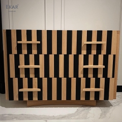 Modern Asymmetrical Stripe Hallway Cabinet – Unique Design with Ample Storage