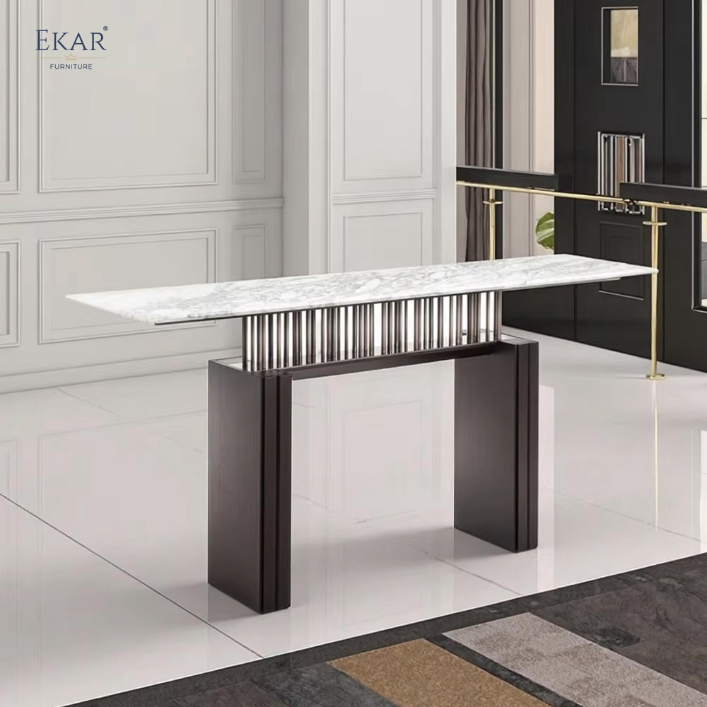 EKAR Modern Walnut & Marble Console Table D-GTGT-08