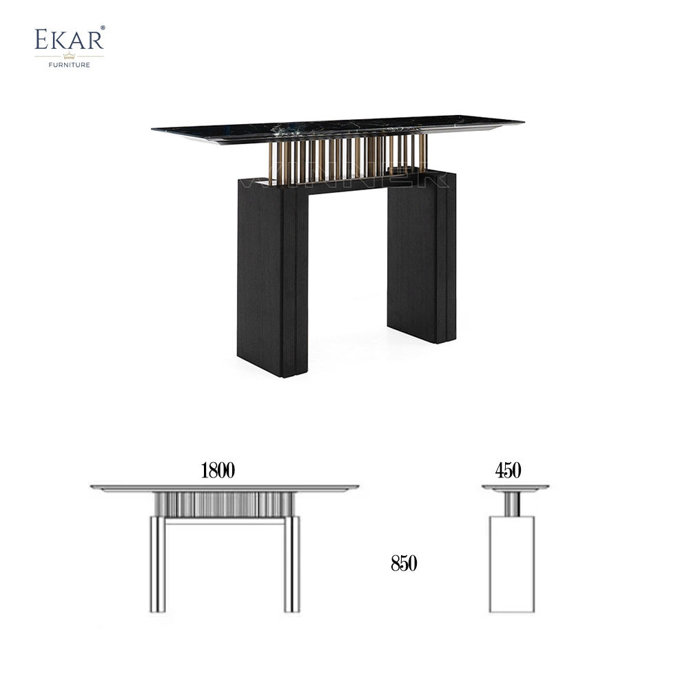 EKAR Modern Walnut & Marble Console Table D-GTGT-08