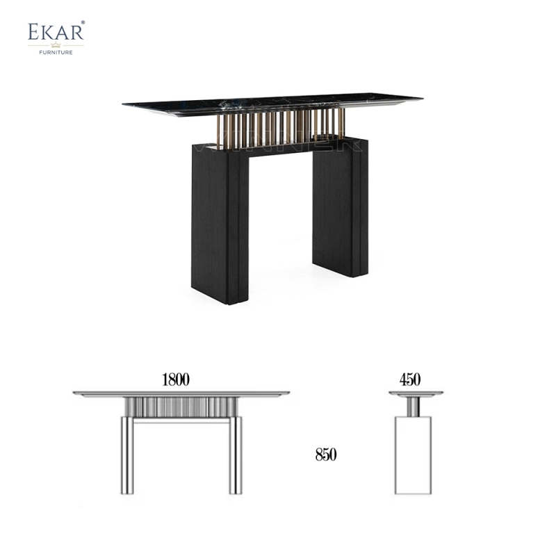 EKAR Modern Walnut & Marble Console Table D-GTGT-08