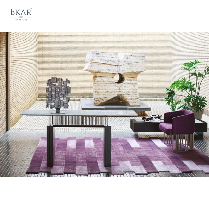 EKAR Modern Walnut & Marble Console Table D-GTGT-08