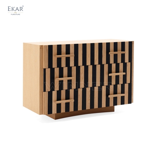 Modern Asymmetrical Stripe Hallway Cabinet – Unique Design with Ample Storage