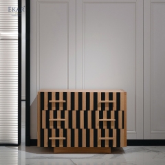Modern Asymmetrical Stripe Hallway Cabinet – Unique Design with Ample Storage