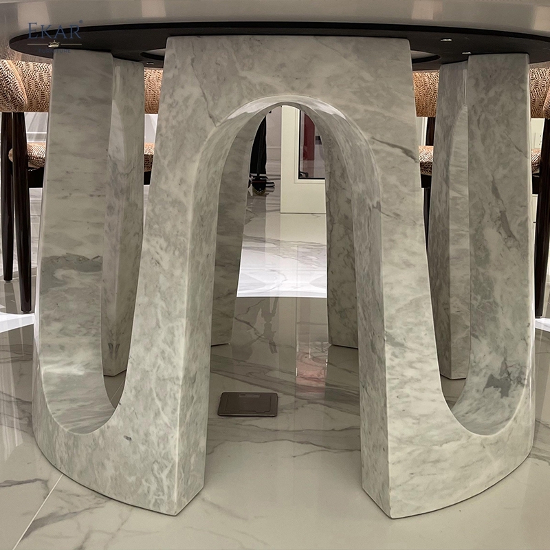 Modern Round Marble Dining Table – Elegant Design with Marble Base