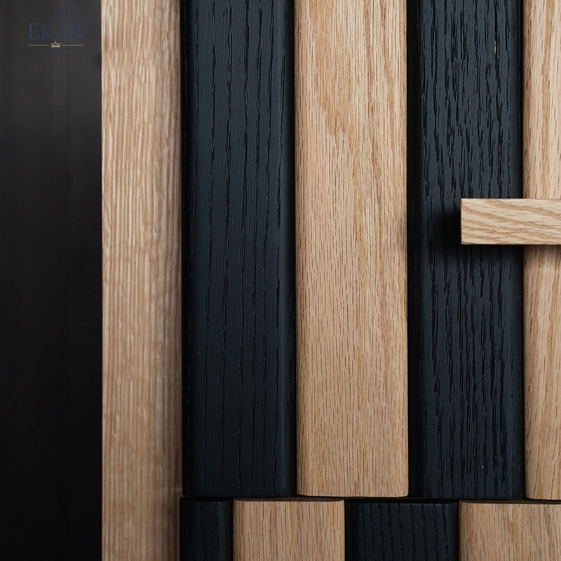 Modern Asymmetrical Stripe Hallway Cabinet – Unique Design with Ample Storage