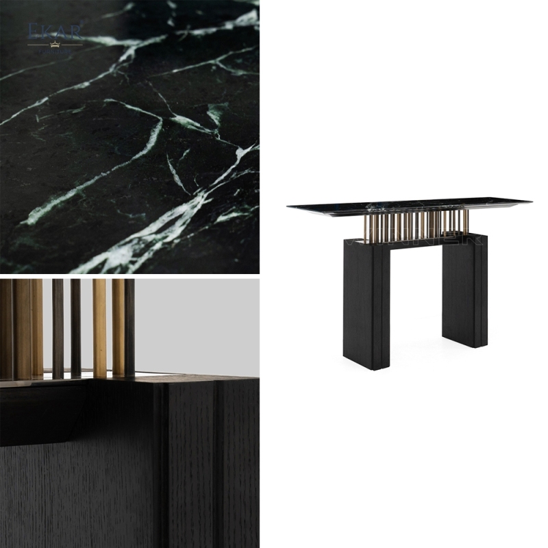 EKAR Modern Walnut & Marble Console Table D-GTGT-08