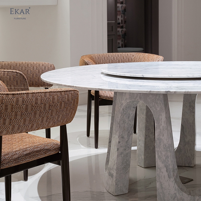 Modern Round Marble Dining Table – Elegant Design with Marble Base