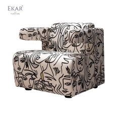 EKAR FURNITURE Luxury Knit Fabric & Linen Accent Chair with Textured Weave Design