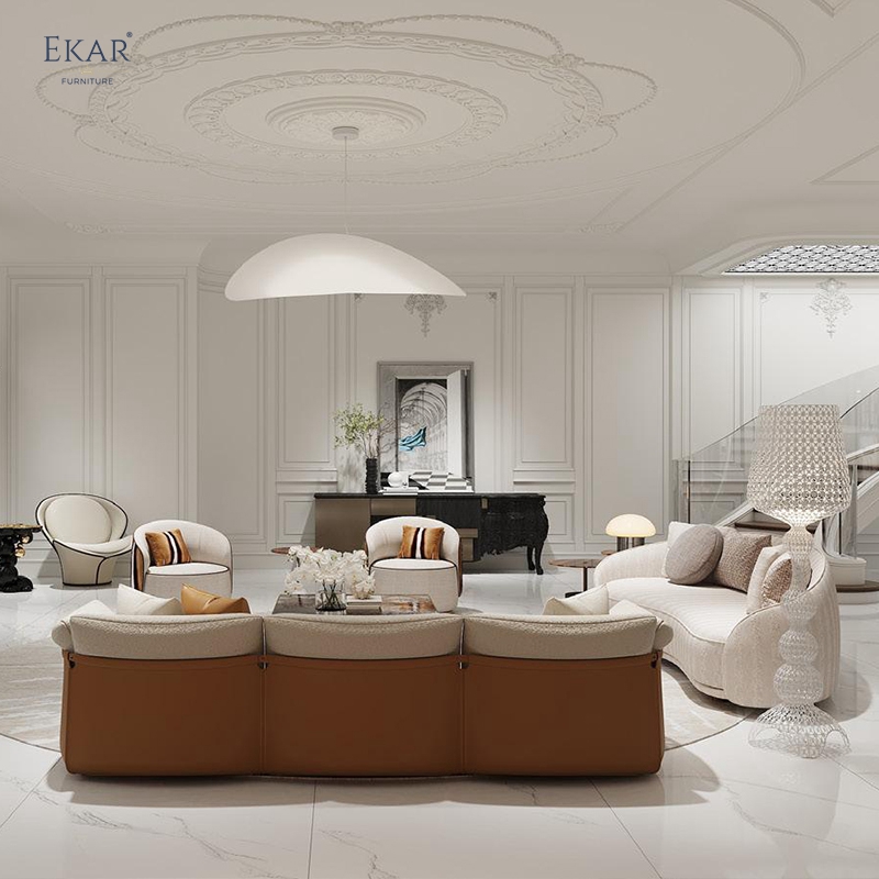 Luxury Fabric & Genuine Leather Sofa with Solid Wood Legs & Metal Fittings – Elevate Your Living Room Aesthetic