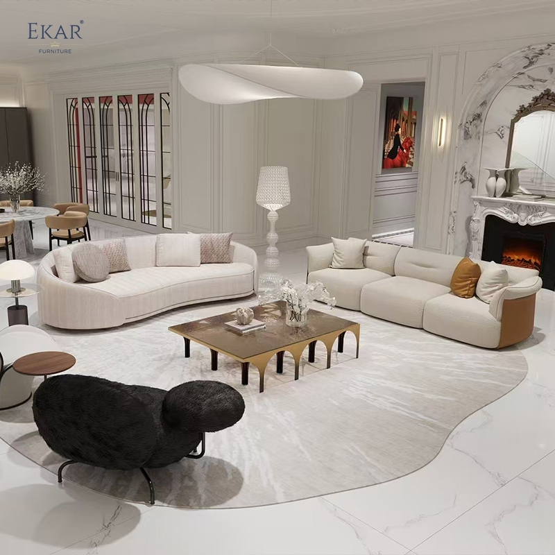 Chic Fabric Sofa, Solid Wood Legs & Sponge-for Villa/Hotel Luxury Touch FD202SF