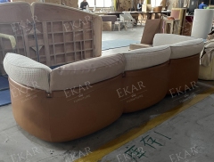 Luxury Fabric & Genuine Leather Sofa with Solid Wood Legs & Metal Fittings – Elevate Your Living Room Aesthetic