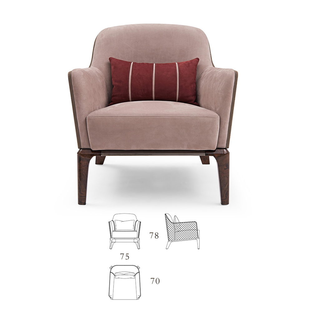 Wood veneer curved wood backrest leisure chair
