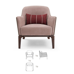 Wood veneer curved wood backrest leisure chair