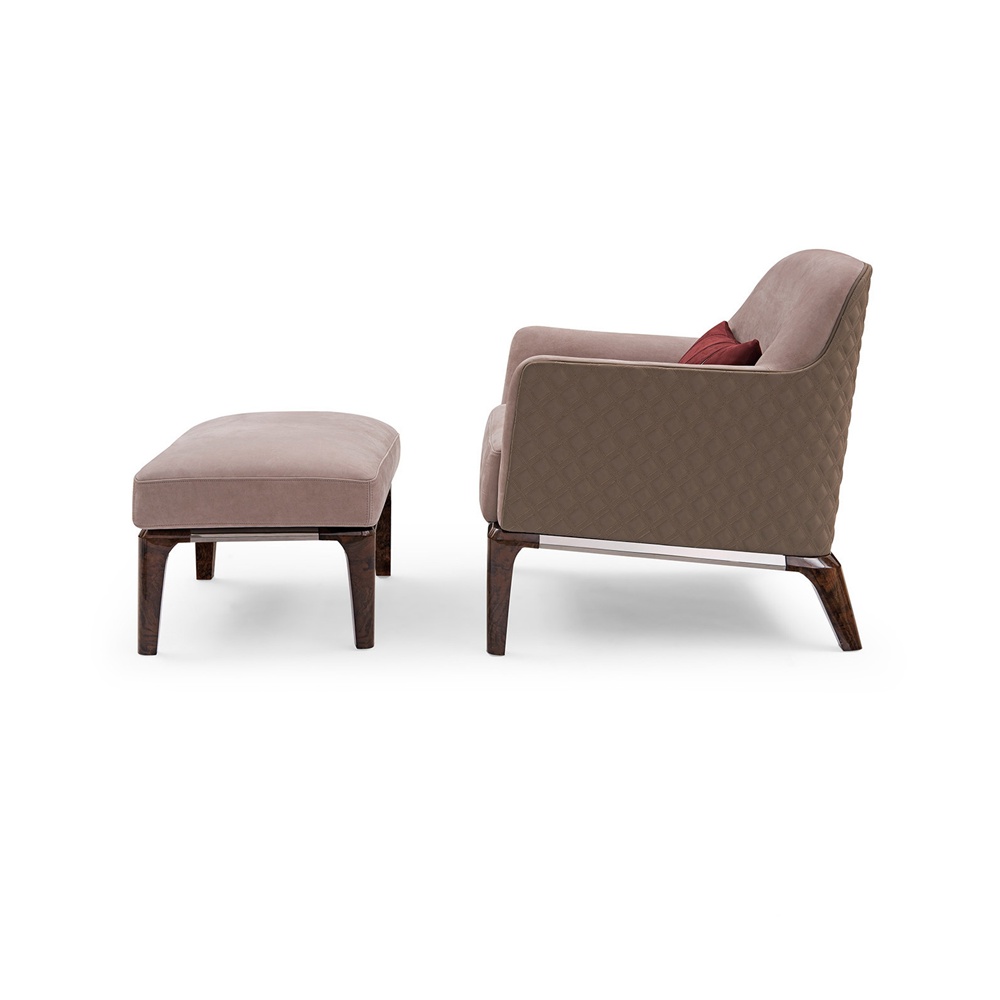 Wood veneer curved wood backrest leisure chair