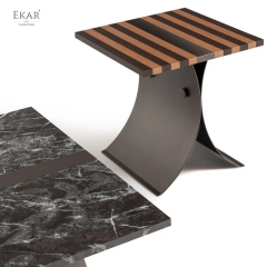 EKAR Modern Side Table with Stainless Steel Base