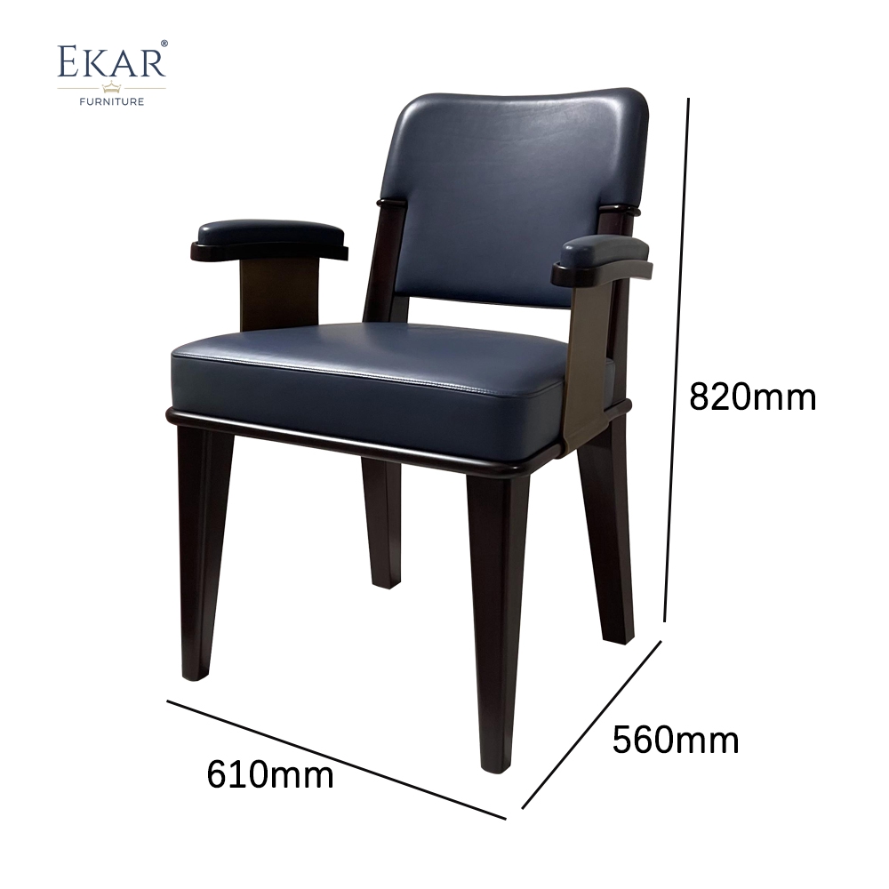 Classic Leather & Wood Dining Chair with Metal Frame and Timeless Design
