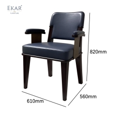 Classic Leather & Wood Dining Chair with Metal Frame and Timeless Design