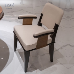 Classic Leather & Wood Dining Chair with Metal Frame and Timeless Design