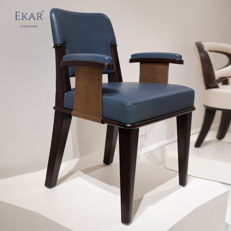 Classic Leather & Wood Dining Chair with Metal Frame and Timeless Design