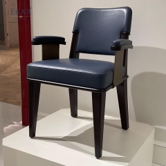 Classic Leather & Wood Dining Chair with Metal Frame and Timeless Design