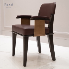 Classic Leather & Wood Dining Chair with Metal Frame and Timeless Design