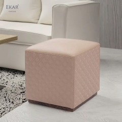 Grid Embroidery Room Cotton Drum Stool