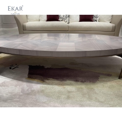 EKAR FURNITURE's Modern Wood Inlay Coffee Table with Steel Base and Modular Design